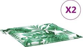 vidaXL Μαξιλάρια Καρέκλας 2 τεμ. Σχέδιο Φύλλων 50x50x3 εκ. Υφασμάτινα