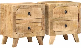 vidaXL Κομοδίνο 2 τεμάχια 40x32x46 cm Στερεό ξύλο Rough Mango