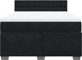 vidaXL Κρεβάτι Boxspring με Στρώμα Μαύρο 160x200 εκ. Βελούδινο