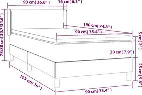 vidaXL Κρεβάτι Boxspring με Στρώμα Μαύρο 90x190 εκ. Βελούδινο
