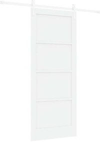 vidaXL Συρόμενη Πόρτα Λευκό 83 x 202 εκ. Μασίφ ξύλο πεύκου και χάλυβας