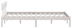 Πλαίσιο Κρεβατιού Λευκό 140 x 190 εκ. από Μασίφ Ξύλο Πεύκου - Λευκό