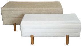 Intrahome Σκαμπό μπαούλο DENALIINA intrahome σετ 2 τεμ μπουκλέ ύφασμα σε μπεζ και λευκή απόχρωση | SKU: INTRAPA-464111114