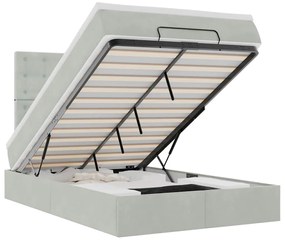 vidaXL Οθωμανικό κρεβάτι με στρώματα & LEDs Ανοιχτό γκρι Βελούδο