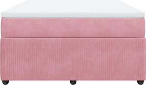 vidaXL Κρεβάτι Boxspring με Στρώμα Ροζ 160x200 εκ. Βελούδινο