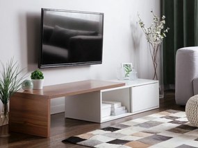 Τραπέζι Tv Berwyn 166, Σκούρο ξύλο, Άσπρο, 110x32x40cm, 25 kg | Epipla1.gr