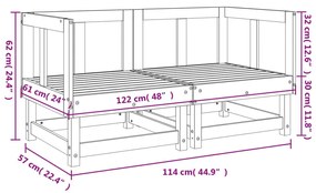 Καναπέδες Κήπου Γωνιακοί 2 τεμ. Λευκοί από Μασίφ Ξύλο Πεύκου - Λευκό