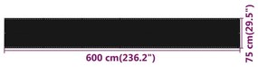 vidaXL Διαχωριστικό Βεράντας Μαύρο 75x600 εκ. από HDPE