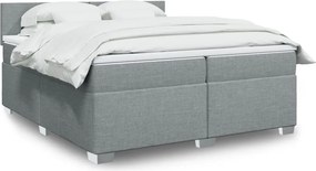 vidaXL Κρεβάτι Boxspring με Στρώμα Ανοιχτό Γκρι 200x200 εκ. Υφασμάτινο