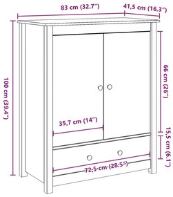 Ντουλάπι Μαύρη 83 x 41,5 x 100 εκ. από Μασίφ Ξύλο Πεύκου - Μαύρο