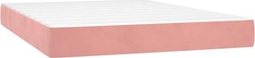 vidaXL Κρεβάτι Boxspring με Στρώμα Ροζ 140x190 εκ. Βελούδινο