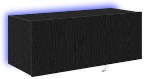 vidaXL Κάβας τηλεόρασης με LED φώτα Μαύρη Δρυς 80x35x31 εκ.