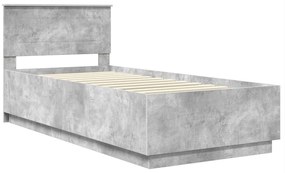 vidaXL Σκελετός Κρεβατιού με κεφαλάρι Σκυρόδεμα Γκρι 90 x 200 cm