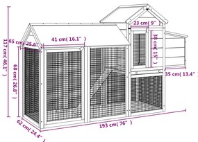vidaXL Κοτέτσι Καφέ 193 x 65 x 117 εκ. από Μασίφ Ξύλο Πεύκου