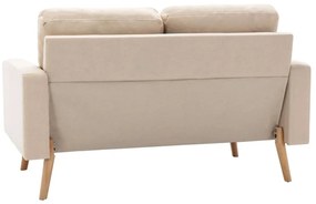 vidaXL Καναπές Διθέσιος Κρεμ Υφασμάτινος