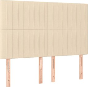 vidaXL Κρεβάτι Boxspring με Στρώμα Κρεμ 140x190 εκ. Υφασμάτινο