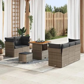 vidaXL Σετ Καναπέ Κήπου Ρυθμιζόμενο ύψος 8 pcs Γκρι συνθετικό ρατάν