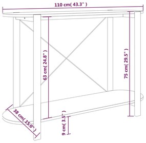 Τραπέζι Κονσόλα Μαύρο 110 x 38 x 75 εκ. Επεξεργασμένο Ξύλο - Μαύρο