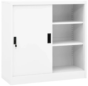 Ντουλάπι Γραφείου με Συρόμενη Πόρτα Λευκό 90x40x90 εκ. Ατσάλινο - Λευκό