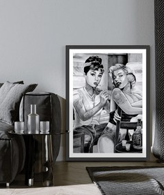 Πόστερ &amp;  Κάδρο Audrey Hepburn &amp; Marilyn Monroe MV059 22x31cm Μαύρο Ξύλινο Κάδρο (με πόστερ)