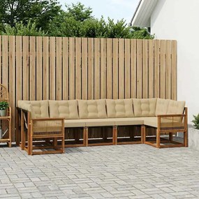 vidaXL Σειρά Καναπέ Εξωτερικού 7 pcs Φυσικό και Μπεζ