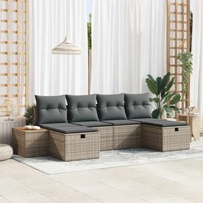 vidaXL Σετ Καναπέ Κήπου με μαξιλάρι 6 pcs Γκρι Πολυ ράταν