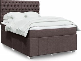 vidaXL Κρεβάτι Boxspring με Στρώμα Σκούρο Καφέ 140x190 εκ. Υφασμάτινο