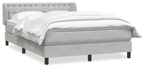 vidaXL Κρεβάτι Boxspring με Στρώμα Ανοιχτό Γκρι 160x210 εκ. Βελούδινο