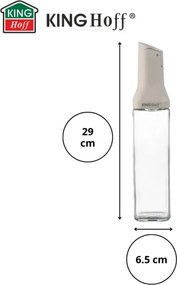 Γυάλινη φιάλη για σάλτσες Kinghoff KH 2004, 500 ml, Δοσομετρητής, Στεγανό κλείσιμο, Μπεζ
