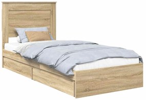 vidaXL Κρεβάτι Αποθήκης Δρύς Sonoma 75 x 190 cm Επεξεργασμένο ξύλο