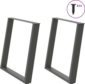 vidaXL Πόδια Τραπεζαρίας σε Σχήμα U 2 τεμ. Ανθρακί 70x(72-73) εκ. Ατσάλι