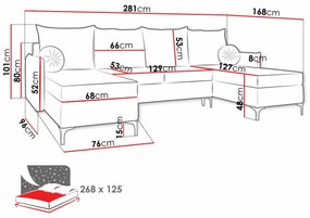 Γωνιακός Καναπές Clovis 111, Λειτουργία ύπνου, Κρεμ, Αποθηκευτικός χώρος, 281x168x101cm, 155 kg, Πόδια: Μέταλλο, Ξύλο: Πεύκο | Epipla1.gr