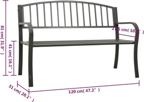 vidaXL Παγκάκι Κήπου Γκρι 120 εκ. Ατσάλινο
