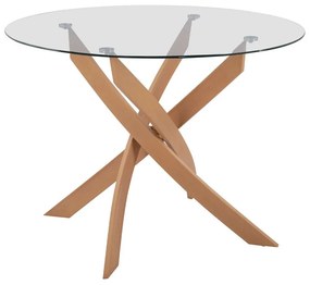 Τραπέζι Στρογγυλό Jada HM8733.02 Φ120x75cm Beige-Clear Metal, Glass