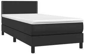 vidaXL Κρεβάτι Boxspring με Στρώμα Μαύρο 100x200εκ.από Συνθετικό Δέρμα