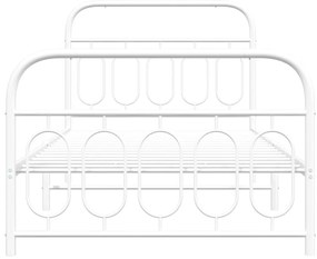Πλαίσιο Κρεβατιού με Κεφαλάρι&amp;Ποδαρικό Λευκό 100x200εκ. Μέταλλο - Λευκό