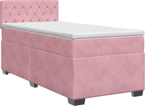 vidaXL Κρεβάτι box spring με στρώμα Ροζ 80 x 200 cm Βελούδο