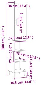 Ντουλάπι Καπνιστή δρυς 34,5x34x180 εκ. από Επεξεργασμένο Ξύλο - Καφέ