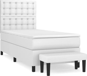 vidaXL Κρεβάτι Boxspring με Στρώμα Λευκό 80 x 200 εκ. Συνθετικό Δέρμα