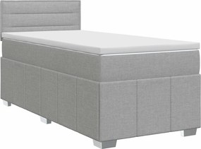 vidaXL Κρεβάτι box spring με στρώμα Ανοιχτό γκρι 90 x 200 cm Ύφασμα