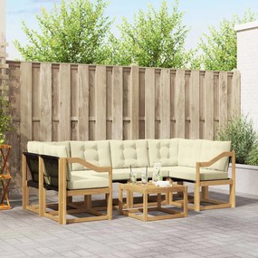 vidaXL Σειρά Καναπέ Εξωτερικού με μαξιλάρι 7 pcs Λευκό και Κρεμ