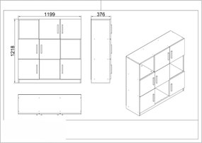 Stewehome γωνιακό σετ γραφείου 7 τεμαχίων -Καρυδιά/Ανθερσίτης 140x60x73.8 cm
