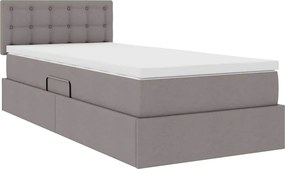 vidaXL LED Κρεβάτι αποθήκευσης με στρώμα Taupe 90 x 200 cm Ύφασμα