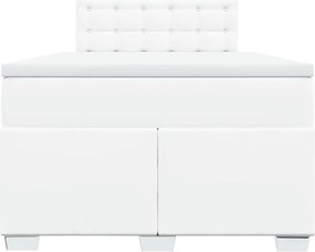 vidaXL Κρεβάτι Boxspring με Στρώμα Λευκό 120x200εκ.από Συνθετικό Δέρμα