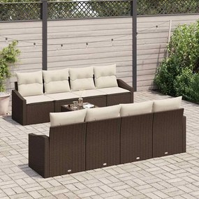 vidaXL Σετ Καναπέ Κήπου με μαξιλάρι 7 pcs Καφέ, Κρέμα 55 x 55 x 37 εκ