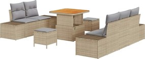 vidaXL Σετ Καναπέ Κήπου με μαξιλάρι 8 pcs Μπεζ Πολυ ράταν