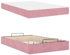 vidaXL Σκελετός Κρεβατιού με αποθήκευση Ροζ 140 x 190 cm Βελούδο