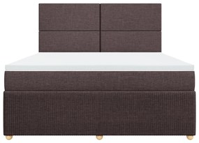 vidaXL Κρεβάτι Boxspring με Στρώμα Σκούρο Καφέ 180x200 εκ Υφασμάτινο