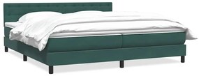 vidaXL Box Spring κρεβάτι με στρώμα σκούρο πράσινο 180x220cm Βελούδινο