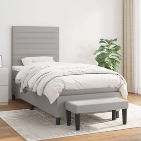 vidaXL Κρεβάτι Boxspring με Στρώμα Ανοιχτό Γκρι 80x200 εκ. Υφασμάτινο